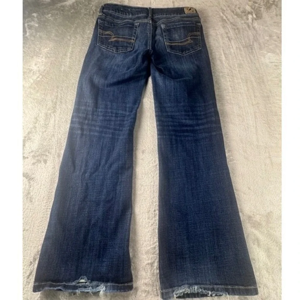 American Eagle Outfitters Jeans Womens 4 Short Flare Dark Wash Low Rise Stretch